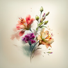 Bouquet of Flowers on Light Background