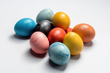 Perfect made easter eggs in a variety of colors, isolated on a white background. Generative AI