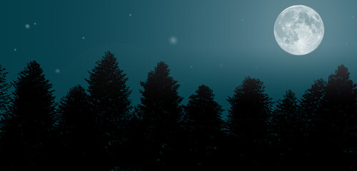 Fototapeta na wymiar beautiful bright moon with trees