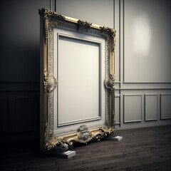 large art frame - picture frame on floor - gold white frame - gallery style