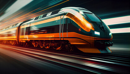 Obraz na płótnie Canvas Modern high-speed train. Generative Ai