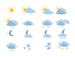 Obraz premium weather icons set. A colorful collection of a weather icons. Weather forecast icon set
