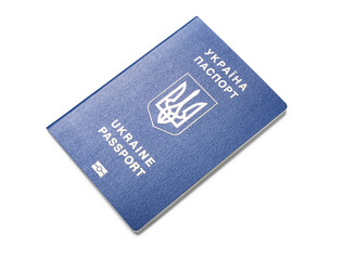 Ukrainian passport on white background