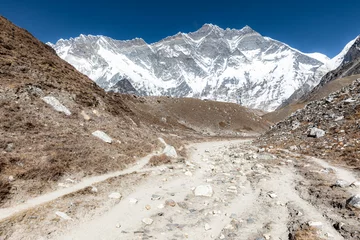 Crédence de cuisine en verre imprimé Lhotse Wall of Lhotse (8516m) and Nuptse star: while arriving Island peak BC