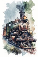 Fototapeta na wymiar illustration, ancient big train, ai generative