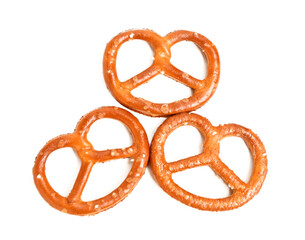 Tasty pretzels isolated on white background