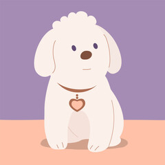 Little cute domestic dog. Friendly funny pet. One puppy animal. Flat vector illustration