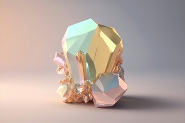 Fototapeta na wymiar 3d render, crystal on pastel background, gem, esoteric accessory. AI Generation