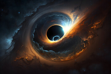 Black hole, illustration. Generative AI
