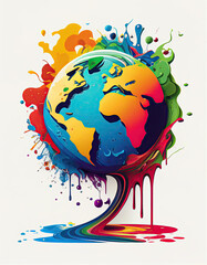 Earth Day Illustration of Earth Logo Colorful Artistic Nature. Generative AI