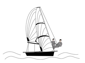 sailing ship on the sea with people on board