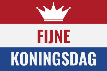 Koningsdag typography poster. King Day in Dutch. National holiday in Netherlands on April 27. Vector template for banner, postcard, flyer, etc