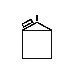 Milk brick, juice, yoghurt pictogram icon. Drink image. Line icon. Outline of a milk box. Icon for web sites and mobile apps. Editable stroke and color. Side view