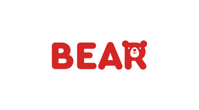 Cute and creative "Bear" typographic logo. Premium quality. Bear logo concept. Bear logo template.