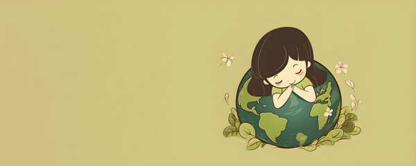 International earth day concept, banner with copy space, generative ai