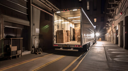 Fulfilling Orders: A Truck Loaded with Packages at the Warehouse, Generative AI