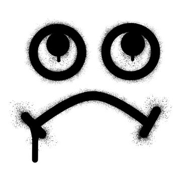 Angry face  emoticon graffiti with black spray paint