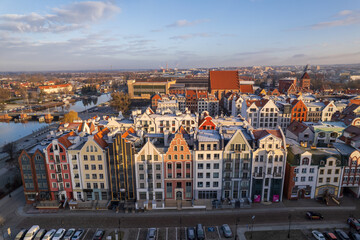 Aerial view of old town in Elblag