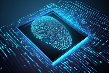 Digital biometri, security identify by fingerprint concept. Scanning system fingerprint. AI generated, human enhanced