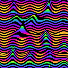 rainbow gradient wavy lines. Seamless pattern - 581933159