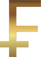 Swiss Franc Currency Symbol in Gold
