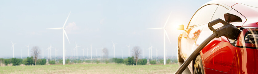 Electric car EV clean energy vehicle charging energy wind turbine station natural resources...