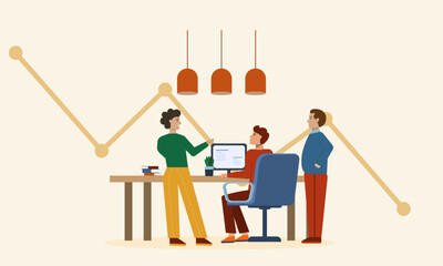 Business people team meeting working and planning for business marketing analytics concept.Vector illustration.