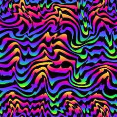 Vibrant Psychedelic wavy lines. Gradient seamless pattern