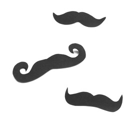 Set of paper mustaches isolated on white background