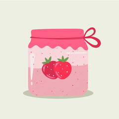Illustration Jar of Jam Strawberry