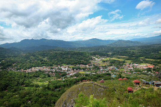 Makale City, Toraja - Indonesia from high view on sunny day.