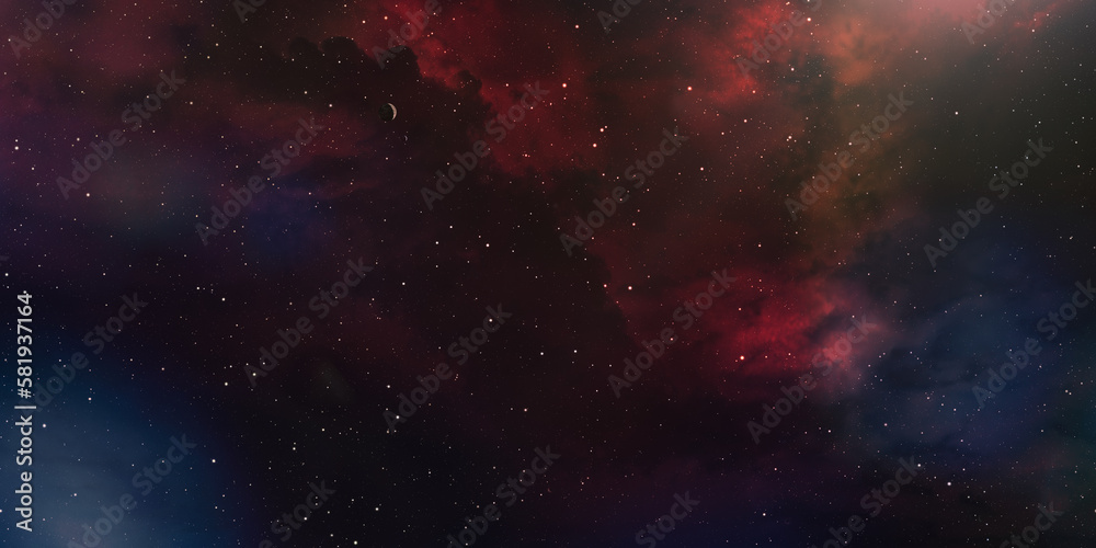 Canvas Prints cosmic background consisting of black surface with stars and colored nebulae
