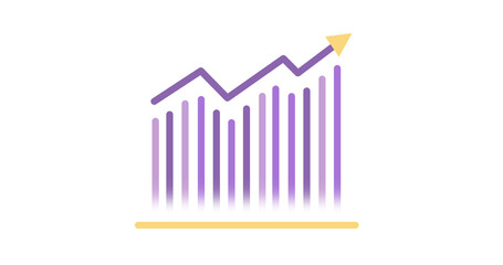 Image of colourful graphs with arrow on white background