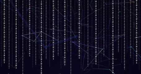 Image of binary coding over network of connections