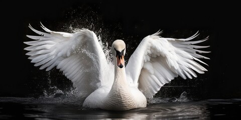Adorable swan frolicking outdoors