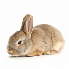 Obraz premium An isolated sleepy rabbit on white background Generative AI