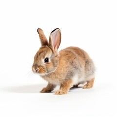 Obraz premium An isolated small baby rabbit on white background Generative AI
