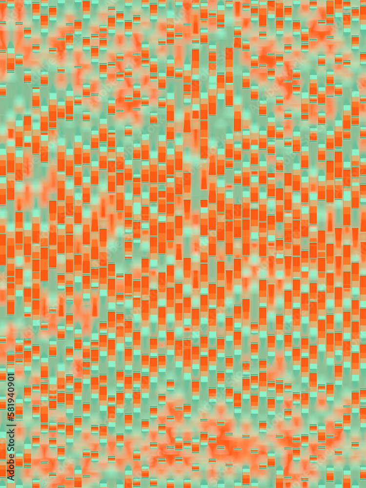 Aufkleber Wavy pattern of rectangular multi colored stripes. Abstract background. Artistic digital illustration. 3d rendering
