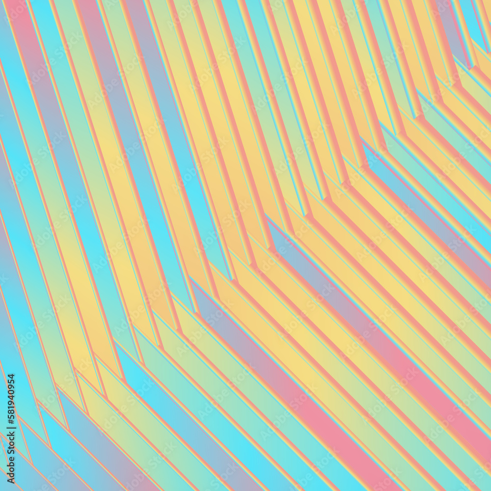 Aufkleber Abstract background of multicolored lines. Creative design. 3d rendering digital illustration
