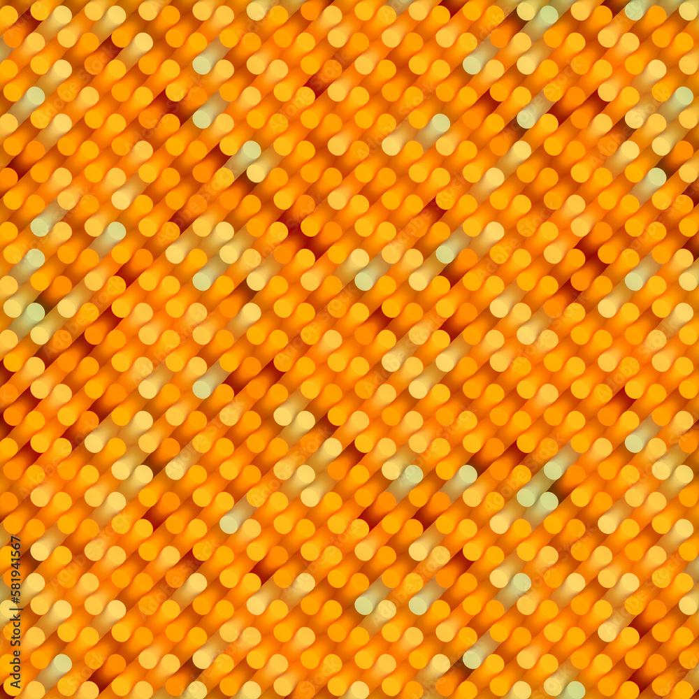 Poster pattern of orange colored cylinders. geometric background. 3d rendering digital illustration