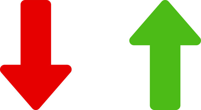 Green Up and Red Down Arrow Icons with Rounded Edges. Vector Image.
