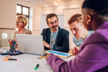 Multiracial business group of people having a meeting in an office