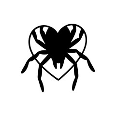 vector illustration of a spider silhouette with a heart