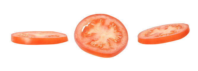 Tomato slices isolated on white
