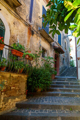 Fototapeta na wymiar Streets of the old town of Agropoli in Italy.
