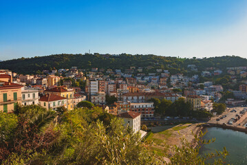 Fototapeta na wymiar View of the city of Agropoli from the hillside.