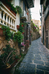 Fototapeta na wymiar Streets of the old town of Agropoli in Italy.