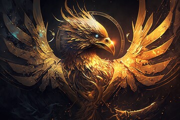 Golden Glow: The Endless Cycle of the Legendary Phoenix Generative AI