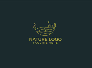 Nature Farm Field Simple Logo Branding. © amin
