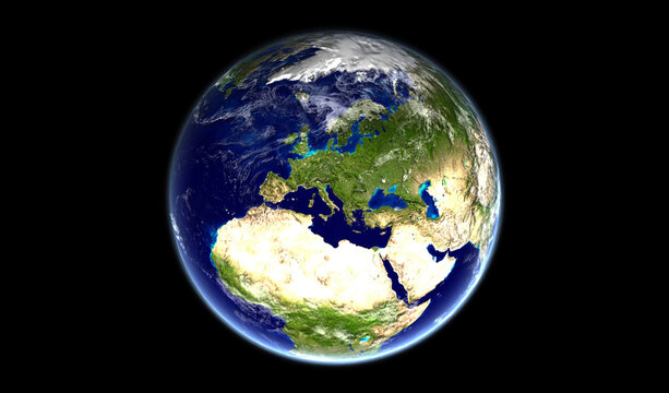image of planet earth as seen from space with the European continent in the center